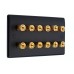 Matt Black Slimline 6.0 - 12 Binding Post Speaker Wall Plate - 12 Terminals - Rear Solder tab Connections