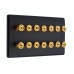 Matt Black Slimline 7.0 - 14 Binding Post Speaker Wall Plate - 14 Terminals - Rear Solder tab Connections