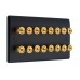 Matt Black Slimline 8.0 - 16 Binding Post Speaker Wall Plate - 16 Terminals - Rear Solder tab Connections