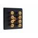 Matt Black Slimline 4.1 Speaker Wall Plate - 8 Terminals + RCA - Rear Solder tab Connections