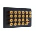 Matt Black Slimline 11.1 Speaker Wall Plate - 22 Terminals + RCA - Rear Solder tab Connections