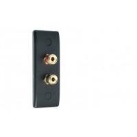 Slim Line - Architrave - 2 Binding Post Speaker Wall Plate - Matt Black - 2 Terminals - No Soldering Required