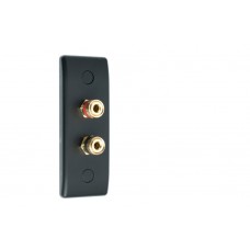 Slim Line - Architrave - 2 Binding Post Speaker Wall Plate - Matt Black - 2 Terminals - No Soldering Required