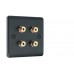 SlimLine Matt Black 4  Binding Post Speaker Wall Plate - 4 Terminals - No Soldering Required