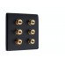 Matt Black Slimline 3.0 - 6 Binding Post Speaker Wall Plate - 6 Terminals - No Soldering Required