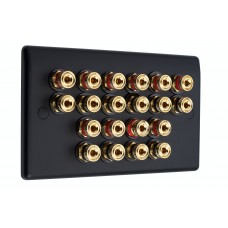 SlimLine Matt Black 20 Binding Post Speaker Wall Plate - 20 Terminals - No Soldering Required