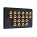 SlimLine Matt Black 20 Binding Post Speaker Wall Plate - 20 Terminals - No Soldering Required