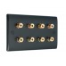 SlimLine Matt Black 8 Binding Post Speaker Wall Plate - 8 Terminals - No Soldering Required