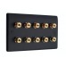 SlimLine Matt Black 10 Binding Post Speaker Wall Plate - 10 Terminals - No Soldering Required