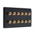 SlimLine Matt Black 12 Binding Post Speaker Wall Plate - 12 Terminals - No Soldering Required