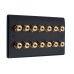 SlimLine Matt Black 14 Binding Post Speaker Wall Plate - 14 Terminals - No Soldering Required