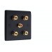 Matt Black 2.1 Slim Line One Gang Speaker Wall Plate 4 Terminals + RCA Phono Socket - No Soldering Required