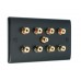 Matt Black 4.1 Slim Line One Gang Speaker Wall Plate 8 Terminals + RCA Phono Socket - No Soldering Required