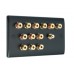 Matt Black 6.1 Slim Line One Gang Speaker Wall Plate 12 Terminals + RCA Phono Socket - No Soldering Required