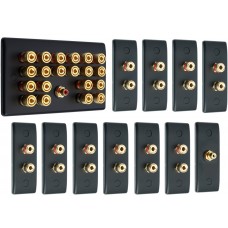 Matt Black 10.1 Surround Sound Audio AV Speaker Wall Face Plate Kit - NON SOLDER