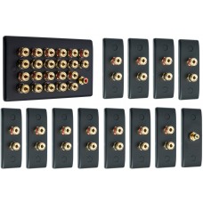 Matt Black 11.1 Surround Sound Audio AV Speaker Wall Face Plate Kit - NON SOLDER