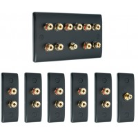 Matt Black 5.1 Surround Sound Audio AV Speaker Wall Face Plate Kit - NON SOLDER