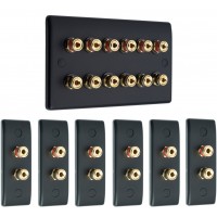 Matt Black 6.0 Surround Sound Audio AV Speaker Wall Face Plate Kit - NON SOLDER