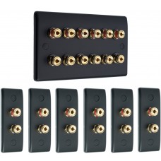 Matt Black 6.0 Surround Sound Audio AV Speaker Wall Face Plate Kit - NON SOLDER