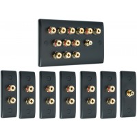 Matt Black 6.1 Surround Sound Audio AV Speaker Wall Face Plate Kit - NON SOLDER