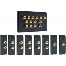 Matt Black 6.2 Surround Sound Audio AV Speaker Wall Face Plate Kit - NON SOLDER