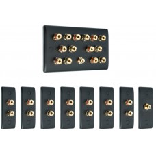 Matt Black 7.1 Surround Sound Audio AV Speaker Wall Face Plate Kit - NON SOLDER