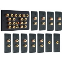 Matt Black 9.2 Surround Sound Audio AV Speaker Wall Face Plate Kit - NON SOLDER