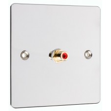 Chrome Polished Flat Plate 1 x RCA Phono Audio Surround Sound Wall Face Plate - Rear Solder tab Connections