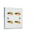 Chrome Polished Flat plate 4 Binding Post Speaker Wall Plate - 4 Terminals - Rear Solder tab Connections