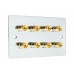 Chrome Polished Flat plate 4.0 - 8 Binding Post Speaker Wall Plate - 8 Terminals - Rear Solder tab Connections