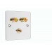 Chrome Polished Flat Plate 1.1  Speaker Wall Plate - 2 Terminals + RCA - Rear Solder tab Connections