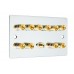 Chrome Polished Flat Plate 5.1  Speaker Wall Plate - 10 Terminals + RCA - Rear Solder tab Connections