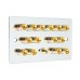 Chrome Polished Flat Plate 7.1  Speaker Wall Plate - 14 Terminals + RCA - Rear Solder tab Connections