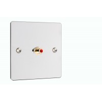 Chrome Plated Flat Plate - 1 x RCA Phono Audio Wall Plate - 1 Terminal - No Soldering Required