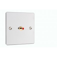 Chrome Plated Flat Plate - 1 x RCA Phono Audio Wall Plate - 1 Terminal - No Soldering Required