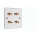Chrome Polished Flat plate - 4 Binding Post Speaker Wall Plate - 4 Terminals - No Soldering Required