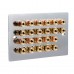 Chrome Polished Flat plate 11.0 2 Gang - 22 Binding Post Speaker Wall Plate - 22 Terminals - No Soldering Required