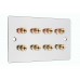 Chrome Polished Flat plate 4.0 2 Gang - 8 Binding Post Speaker Wall Plate - 8 Terminals - No Soldering Required