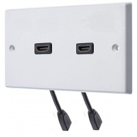 HDMI x 2 FLEXIBLE FLYLEAD AV Audio Wall Face Plate - White Female to Female 