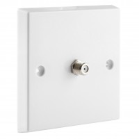 White Satellite F-type Wall Plate 1 x Nickel plated post - No Soldering Required