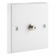 White Satellite F-type Wall Plate 1 x Nickel plated post - No Soldering Required
