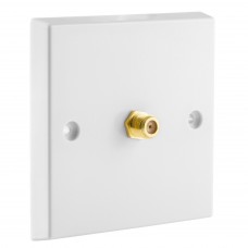 White Satellite F-type Wall Plate 1 x Gold plated post - No Soldering Required