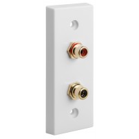 Architrave - square edge - 2 x RCA Phono Audio Wall Plate - White - 2 Terminals - No Soldering Required