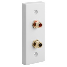 Architrave - square edge - 2 x RCA Phono Audio Wall Plate - White - 2 Terminals - No Soldering Required