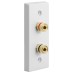 Architrave White square edge 2 Binding Post Speaker Wall Plate x 2 - 2 Terminals + Plastic surface mounted backing boxes - No Soldering Required