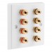 White  4.0 Speaker Wall Plate 8 Terminals - One Gang - No Soldering Required
