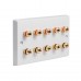 White Plastic 5.0 Speaker Panel Wall Plate 10 Terminals - Two Gang - No Soldering Required