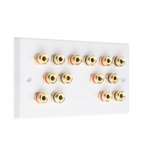 White 7.0 Speaker Wall Plate 14 Terminals - Two Gang - No Soldering Required