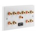 5.1 Surround Sound Speaker Wall Plate with Gold Binding Posts + 1 x RCA Socket + 1 x HDMI. NO SOLDERING REQUIRED