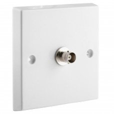 White BNC Wall Plate 1 Nickel plated on brass Terminal - No Soldering Required